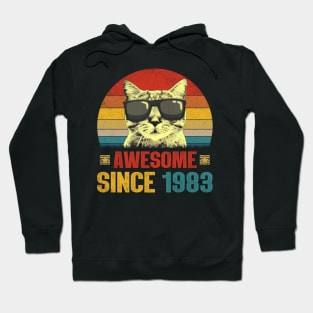 Awesome Since 1983 41st Birthday Gifts Cat Lover Hoodie